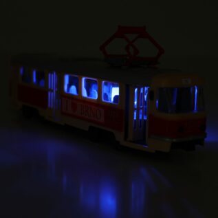 Tramvaj která hlásí zastávky česky 28 cm BRNO