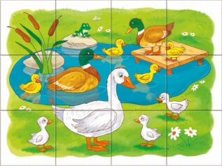 Dřevěné kostky Na farmě – 12 kostek