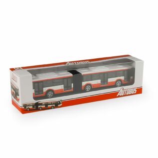 Kovový kloubový autobus červený 18 cm