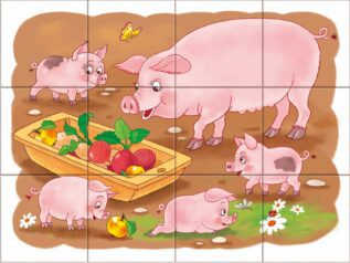 Dřevěné kostky Na farmě – 12 kostek