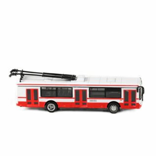 Kovový trolejbus červený 16 cm