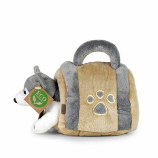 Plyšový pes husky 13 cm s přepravkou ECO-FRIENDLY