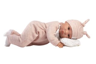 Llorens 74508 NEW BORN - realistická panenka miminko se zvuky a látkovým tělem - 45 cm