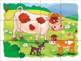 Dřevěné kostky Na farmě – 12 kostek