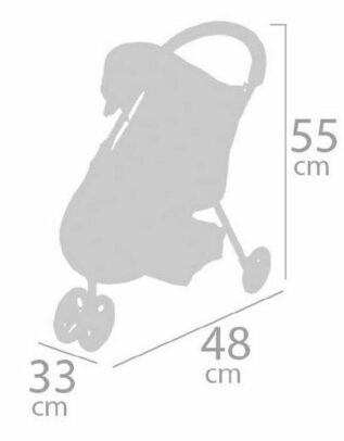 Sportovní kočárek pro panenky tříkolový 55 cm