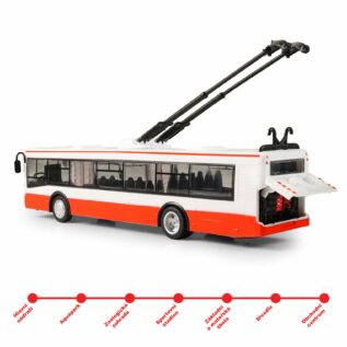 Trolejbus který hlásí zastávky česky 28 cm