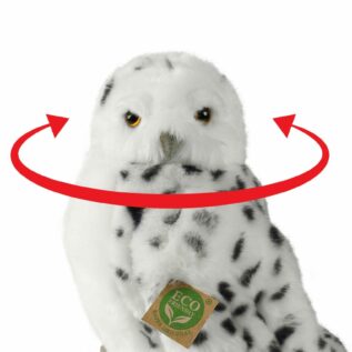 Plyšový pták sova/sovice sněžná s otáčející hlavou 28 cm ECO-FRIENDLY
