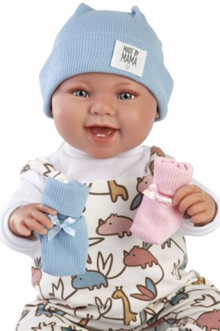 Llorens 84481 NEW BORN 2 v 1 realistická panenka miminko se zvuky a látkovým tělem 44 cm