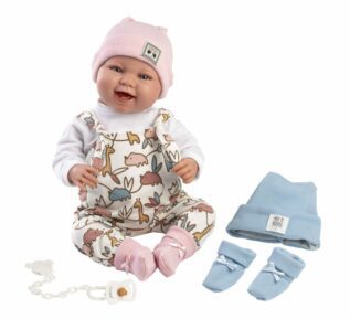 Llorens 84481 NEW BORN 2 v 1 realistická panenka miminko se zvuky a látkovým tělem 44 cm