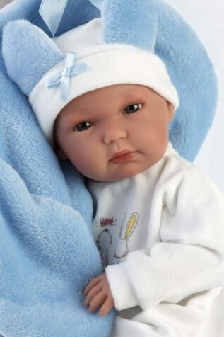 Llorens 63597 NEW BORN CHLAPEČEK realistická panenka miminko s celovinylovým tělem 35 cm
