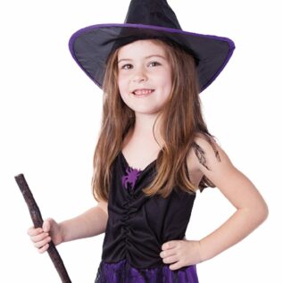 Dětský kostým čarodějnice fialová s kloboukem (M) e-obal