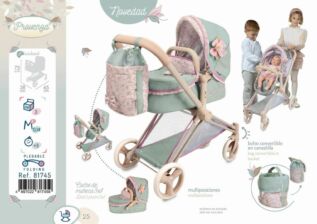 DeCuevas 81745 Skládací kočárek pro panenky 3 v 1 s taškou PROVENZA 2023 - 73 cm