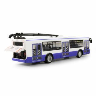 Trolejbus který hlásí zastávky česky 28 cm modrý