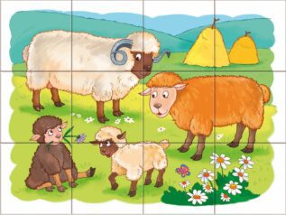 Dřevěné kostky Na farmě – 12 kostek