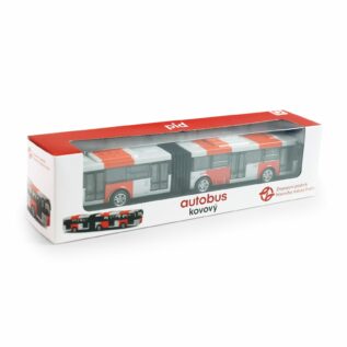 Kovový kloubový autobus PID Praha červený 18 cm