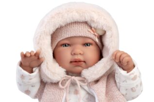 Llorens 84486 NEW BORN - realistická panenka miminko se zvuky a látkovým tělem - 44 cm