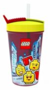 Kelímek s brčkem LEGO ICONIC Girl - žlutá/červená