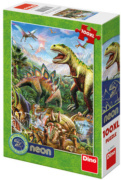 Puzzle 100XL Svět dinosaurů neon