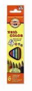 Koh-i-noor pastelky TRIOCOLOR trojhranné tenké (měkká tuha) souprava 6 ks v papírové krabičce