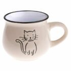 Hrnek keramický s kočkou - béžový 75 ml