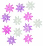 Dřevěné výseky 4cm - květy růžový mix 12ks